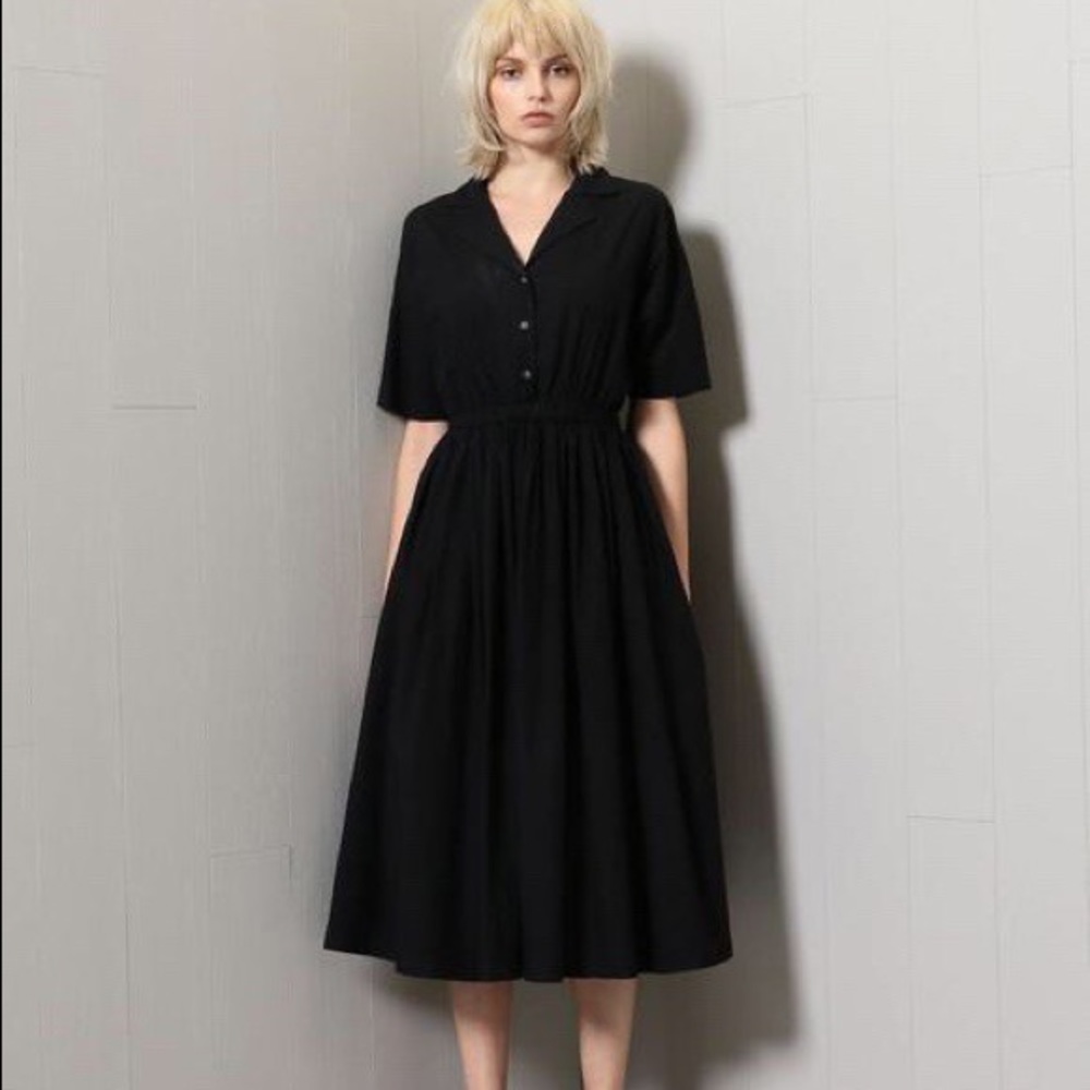 Black Crane, Button-up pleat dress